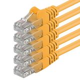1aTTack.de CAT.6 CAT6 Ethernet LAN-netwerkkabel 1000 Mbit/s patchkabel, 0,25 m, geel, 5 stuks
