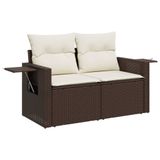vidaXL Banc de jardin 2 places avec coussins poly rotin marron