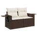 vidaXL Banc de jardin 2 places avec coussins poly rotin marron
