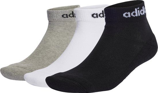 adidas Linear Gevoerde Enkelsokken 3 Paar - Unisex - Grijs - 40-42