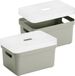 Sunware Opbergboxen avec couvercle transparent - 3x pièces - paniers de rangement - vert clair - 13 litres - plastique - 35 x 25 x 18 cm