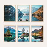 AG Design Dubbelzijdige set met 3 bergasposters en kunstdrukken, 3 stuks x 30 x 42 cm, voor slaapkamer, woonkamer, keuken en kantoor, zonder lijst, AP3 351468
