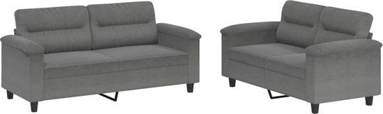 vidaXL 2-delige Loungeset met kussens microvezelstof donkergrijs