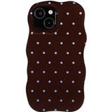 Selencia Vivid Wavy Backcover met MagSafe voor de Apple iPhone 15 - Happy Dots Chocolate