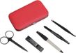 Ensemble de manucure 5 pièces - étui rouge - fermeture à pression - ciseaux à ongles - pince à épiler - et plus