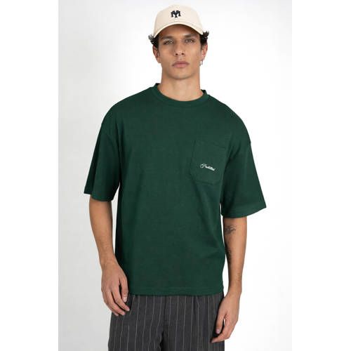 Prohibited Oversized T-Shirt Met Textuur Donkergroen