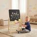 Chevalet de dessin en bois effaçable pour enfants, tableau avec horloge, boulier et gomme, dès 2 ans, teinte naturelle