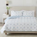 Great Bay Home 3-delig kingsize omkeerbaar lichtgewicht dekbed met 2 shams | All-Season, modern, bloemenspreien | blauwe bloemen dekbedsets | Quilts