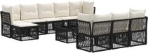 vidaXL Banc de jardin - Set - 11 - pièces - Noir - poly - rotin