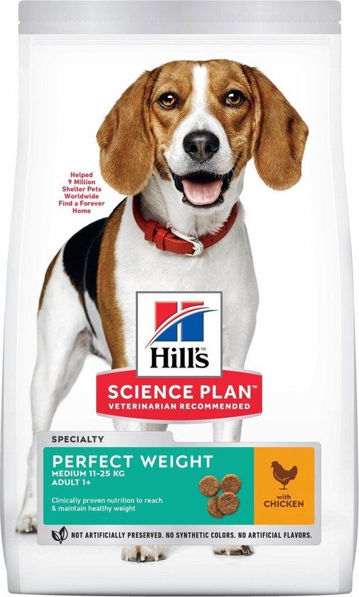 Hill&apos;s Hill's Canine Perfect Weight Adult Medium Kip - Hondenvoer - 12 kg