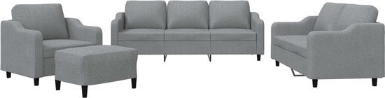 vidaXL 4-delige Loungeset met kussens stof lichtgrijs