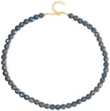 Cavill - 925 Sterling Zilver Halsketting - 18K Goud Verguld - 0.18 ct Blauwe Mystieke Kwarts - Ronde Facet - Elegante Damesketting