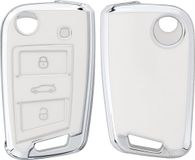 kwmobile autosleutel hoesje geschikt voor VW Golf 7 MK7 3-knops autosleutel - autosleutel behuizing in wit / zilver