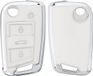 kwmobile coque de clé de voiture pour VW Golf 7 MK7 clé de voiture à 3 boutons - boîtier de clé de voiture en blanc / argent