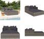vidaXL Ligbed met kussens 182x118x63 cm poly rattan grijs
