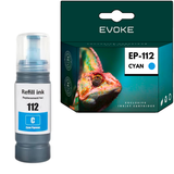Evoke Compatible Ink for Epson 112 C13T06C24A Cyan 70ml 6000 Pages Ecotank L11160 15150 15160 6460 6490 6550 6570; Ecotank Pro L15180