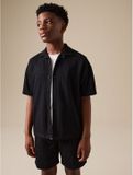 Next Jongens Set van jersey shirt met knopen en short - Zwart