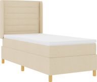 vidaXL Lit à ressorts avec matelas Crème 100 x 200 cm tissu