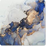 MousepadParadise Mouse Pad - Marble - Blue - Gold - 20x20 cm