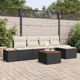 Maison Exclusive - Set de six coussins de banc de jardin, noir, en polyrotin