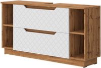Vicco Lotta Wastafelonderkast – 119.2 x 62.5 cm met 2 laden Eiken/wit met tegelstructuur