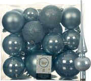 Decoris Kaemingk B.V. Kunststof kerstballen met glazen piek - lichtblauw - 27-delig