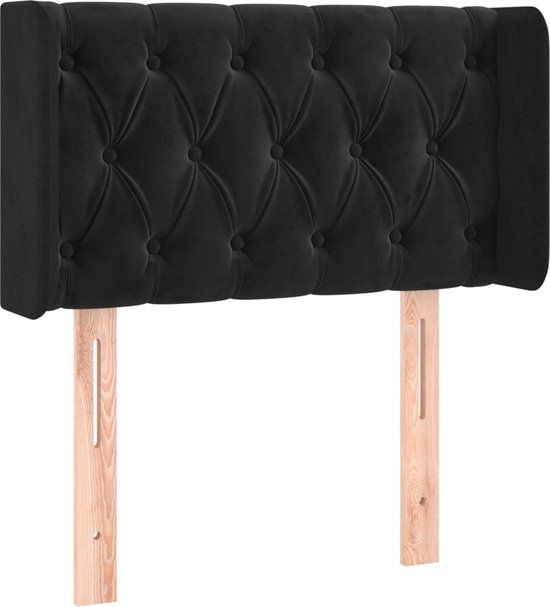 vidaXL Hoofdbord met randen 83x16x78/88 cm fluweel zwart