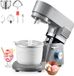 Mixeur de cuisine sans marque - Robot pâtissier - 6 vitesses - Écran LED - Minuterie - Fouet & crochet pétrisseur - Couvercle anti-éclaboussures - 1400W - Gris