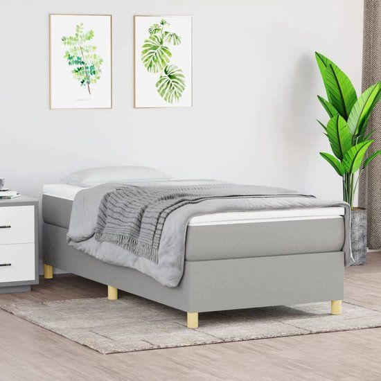 vidaXL Boxspring met matras, stof, lichtgrijs, 80x200 cm