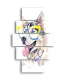 Homemania Muurfoto, motief hond, 5 dieren, voor woonkamer, meerkleurig, 95 x 0,3 x 60 cm, HM205MDF197, MDF
