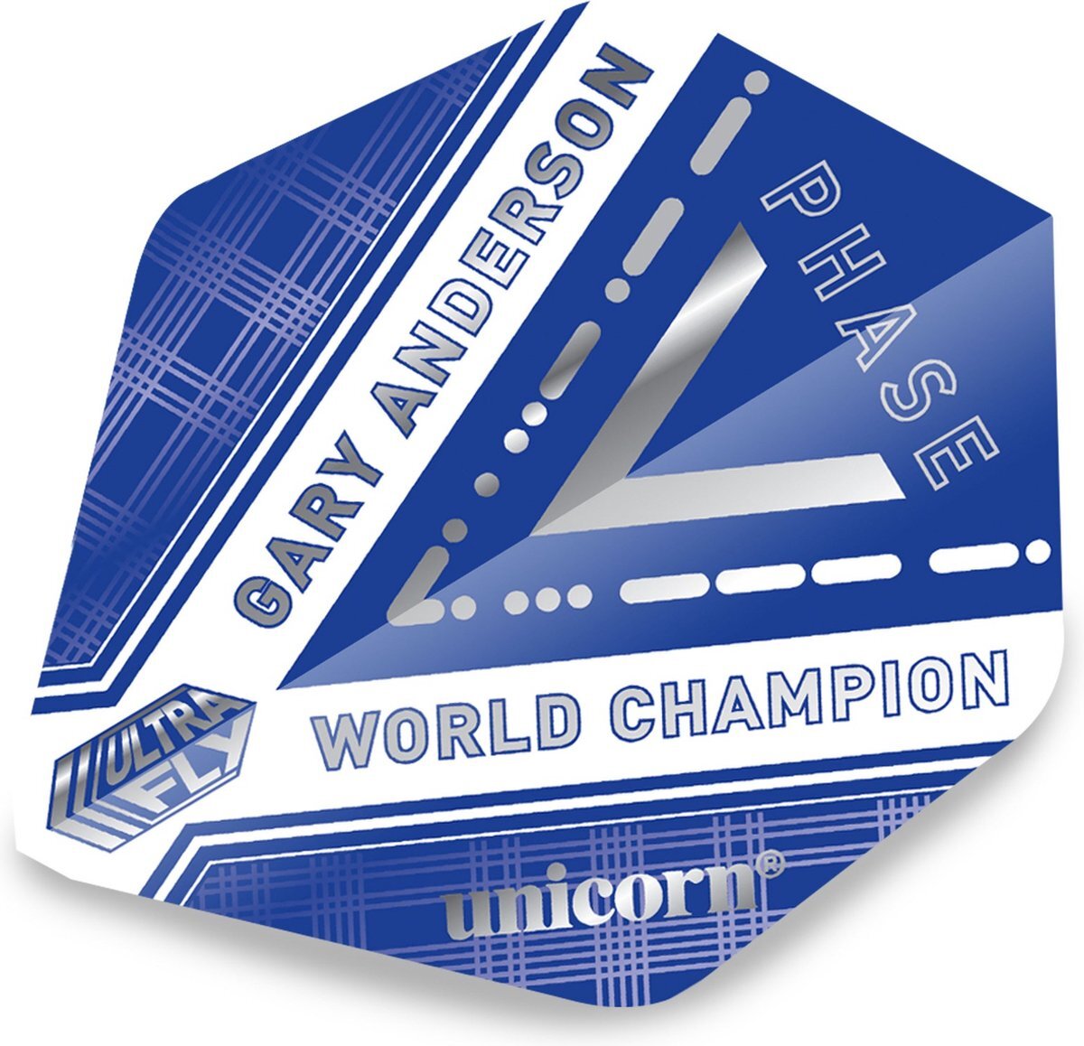 Unicorn Unisex's Ultrafly Gary Anderson wereldkampioen fase 5 dartvlucht, blauw, plus