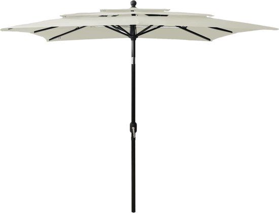 vidaXL Parasol 2.5x2.5 m 3-laags Aluminium Paal Groen
