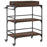 VidaXL Keukentrolley 81,5x41x92,5 cm bewerkt hout bruin eikenkleurig
