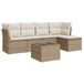 vidaXL 6-delige Loungeset met Kussens, Poly Rattan, Beige
