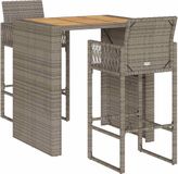 vidaXL 3-delige Tuinbarset zonder kussens, polyrattan, acacia, grijs