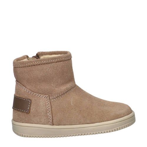 Nelson Kids gevoerde suède enkelboots beige