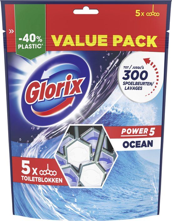 Glorix Power 5 Toiletblok - Ocean - 5 stuks