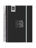 Finocam Spiraalkalender 2025/2026, 1 dag per pagina, september 2025 - augustus 2026 (12 maanden), zwart, Spaans