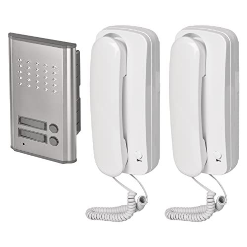 Emos Audio-deurintercomset voor twee deelnemers, voor opbouwmontage, elegant design, intercominstallatie/audio-kit met deuropener-mogelijkheid, eenvoudig te bedienen