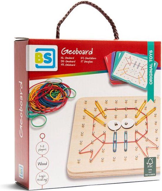BS Toys Geobord - FSC Hout - Elastiekspel - Educatief Spel - 1-2 Spelers