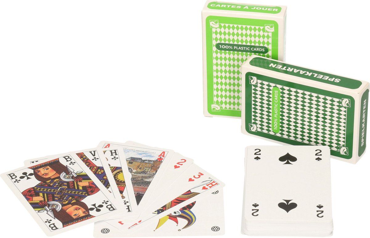 Clown Games Set van 6x speelkaarten lichtgroen en donkergroen - Kaartspellen