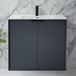 Hudson Reed Design meuble lavabo - 80 cm - Plan vasque - Suspendu - Anthracite - Poignées chic noires