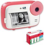 AGFA PHOTO Pack Realikids Instant Cam + 3 extra ATP3WH thermische papierrollen – Instantcamera voor kinderen, 2,4" LCD-scherm, lithiumbatterij, selfie-spiegel en fotofilter – Roze