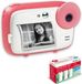 AGFA PHOTO Pack Realikids Instant Cam + 3 extra ATP3WH thermische papierrollen – Instantcamera voor kinderen, 2,4" LCD-scherm, lithiumbatterij, selfie-spiegel en fotofilter – Roze