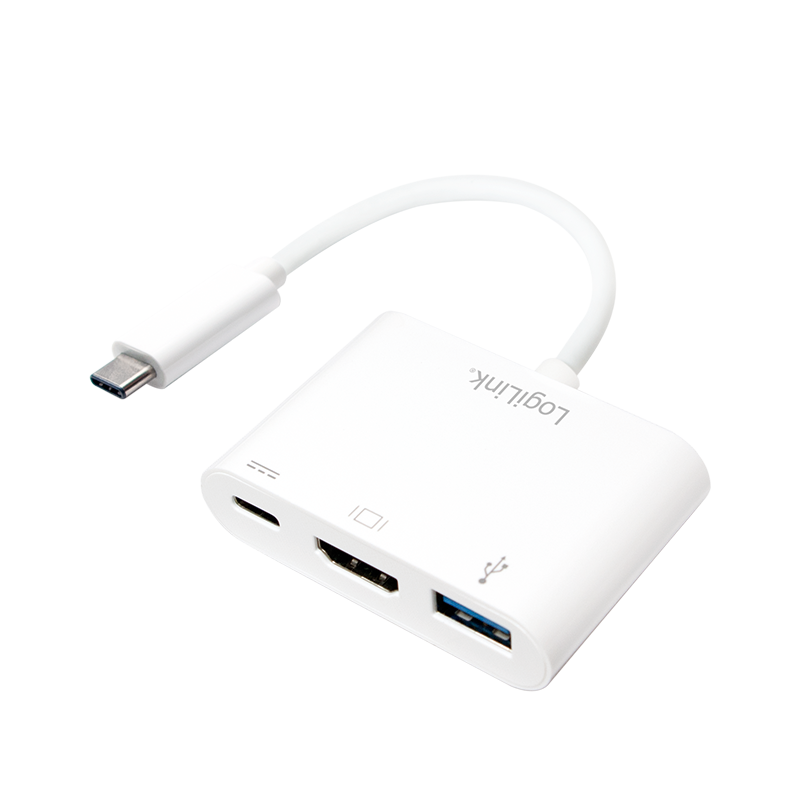 LogiLink UA0258 - USB-C/HDMI+USB A Hub - 0.14m - Wit