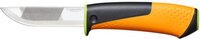 Fiskars High-performance Mes inclusief holster met geïntegreerde messenslijper, 21,9 cm, Zwart/Oranje, 1023619