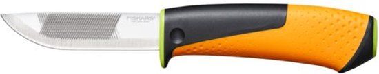 Fiskars High-performance Mes inclusief holster met geïntegreerde messenslijper, 21,9 cm, Zwart/Oranje, 1023619