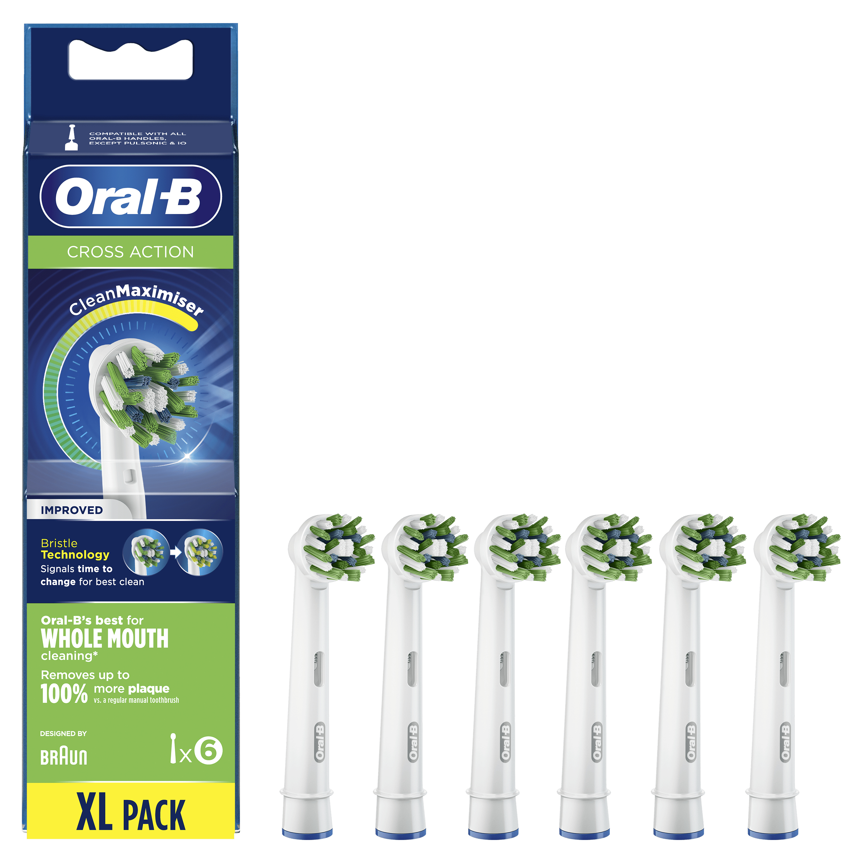 Oral-B CrossAction Opzetborstel Met CleanMaximiser-technologie, Verpakking Van 6 Stuks