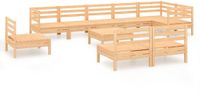vidaXL 10-delige loungeset massief grenenhout naturel