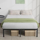 Novilla 30,5 cm metalen bedframe, platformbedframe, stalen lattenondersteuning, matrasstichting, eenvoudige montage, stil ontwerp, opbergruimte onder bed 140 x 190 cm, zwart